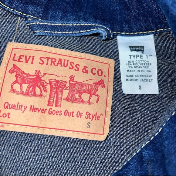 Levi’s Jean Jacket Women Small Type 1 Iconic Denim Reproduction Western - Picture 3 of 8
